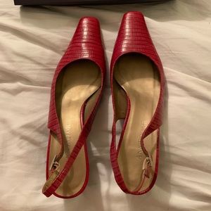Ann Taylor red heels with square toe